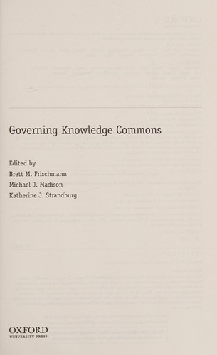 Cover for Governing Knowledge Commons
