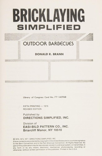 Cover for Bricklaying simplified