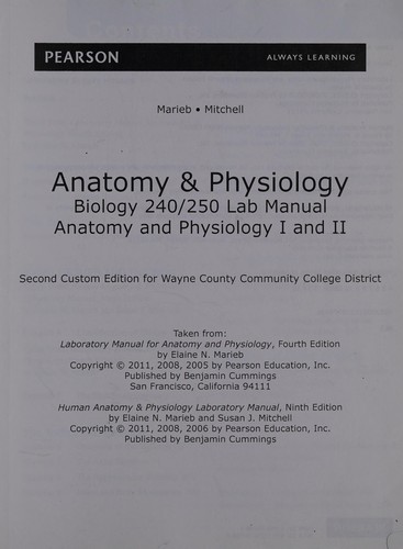 Cover for Anatomy and Physiology Biology 240/250 Lab manual