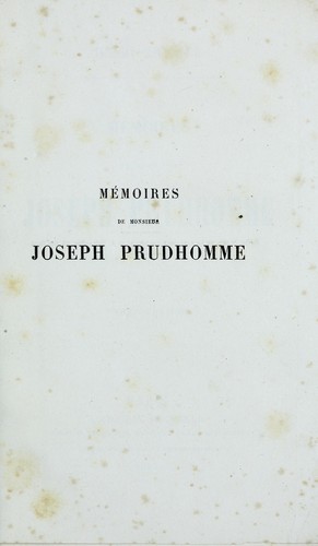 Cover for Memoires du monsieur Joseph Prudhomme