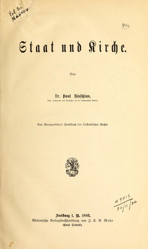 Cover for Staat und Kirche