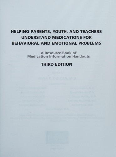 Cover for Helping parents, youth, and teachers understand medications for behavioral and emotional problems