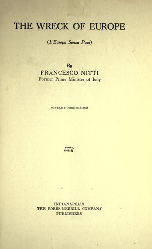 Cover for The wreck of Europe (L'Europa senza pace)