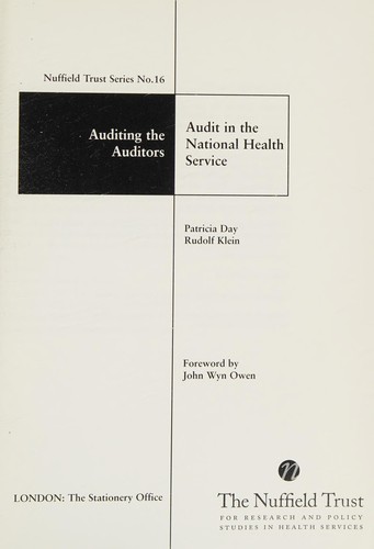 Cover for Auditing the Auditors (Nuffield Trust)