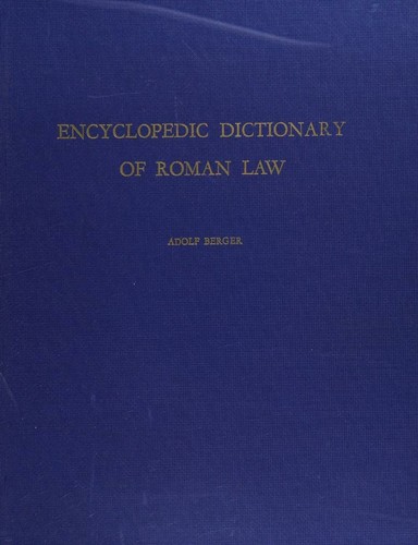 Cover for Encyclopedic dictionary of Roman law
