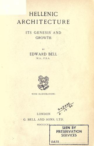 Cover for Hellenic architecture