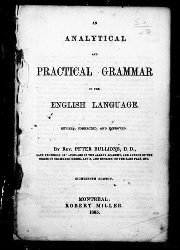 Cover for An analytical and practical grammar of the English language