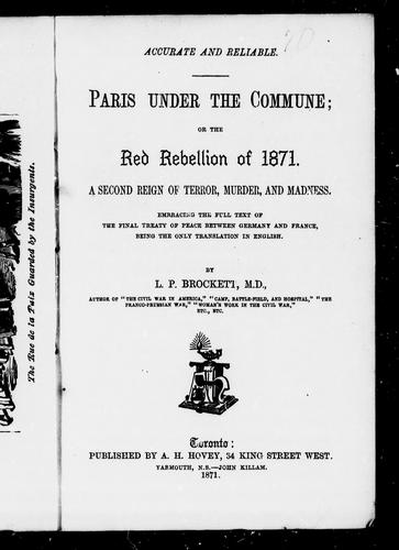 Cover for Paris under the Commune, or, The red rebellion of 1871