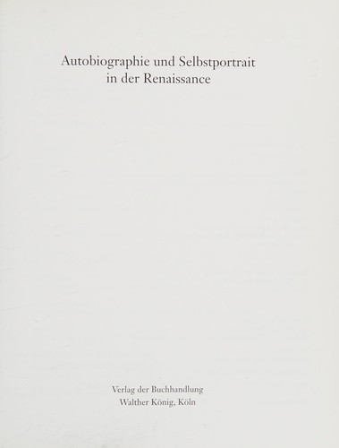 Cover for Autobiographie und Selbstportrait in der Renaissance
