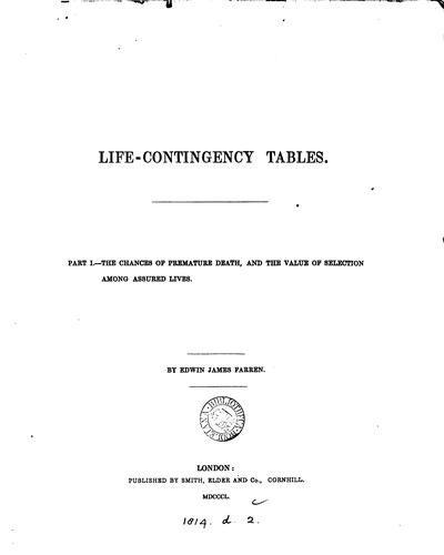 Cover for Life-contingency tables