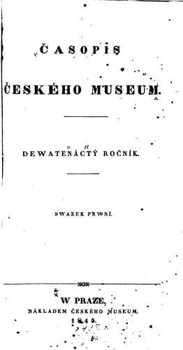 Cover for Časopis Českého museum