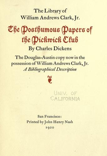 Cover for The library of William Andrews Clark, jr.