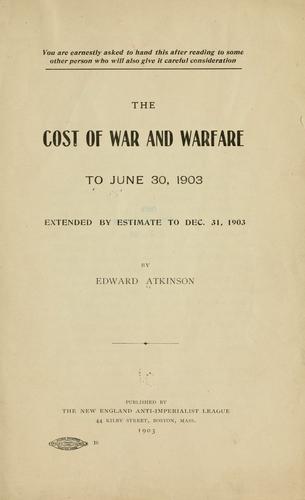 Cover for cost of war and warfare to June 30, 1903