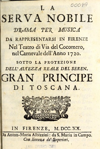 Cover for La serva nobile