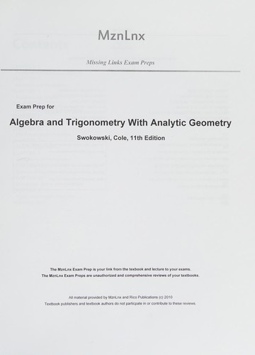 Cover for Exam prep for algebra and trigonometry with analytic geometry