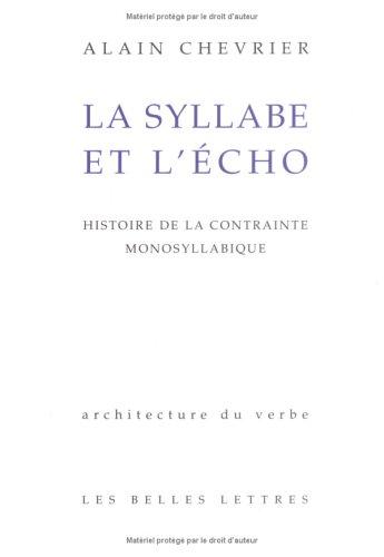 Cover for La syllabe et l'écho