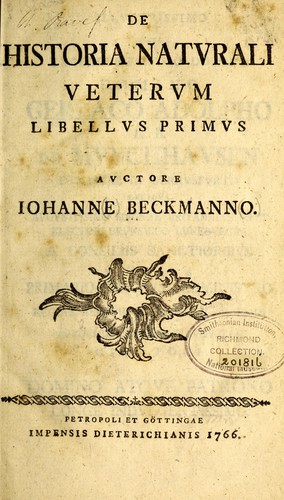 Cover for De historia natvrali vetervm, libellvs primvs