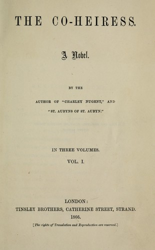 Cover for The co-heiress