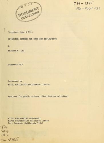 Cover for Guideline systems for deep-sea deployments. --