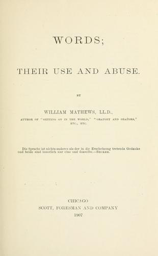 Cover for Words; their use and abuse.