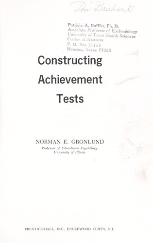 Cover for Constructing achievement tests
