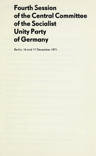 Cover for Fourth session of the Central Committee of the Socialist Unity Party of Germany