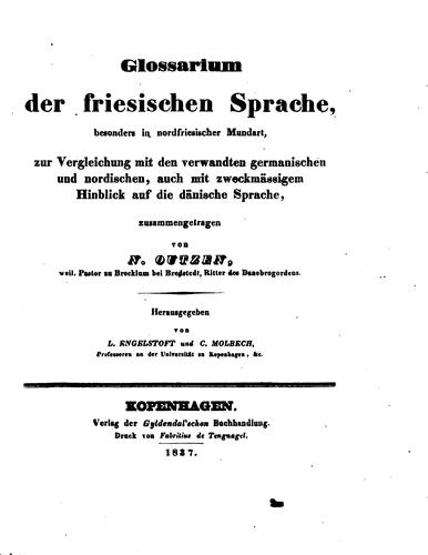 Cover for Glossarium der friesischen Sprache