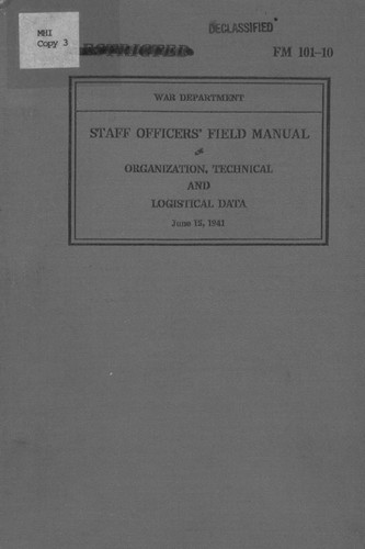 Cover for Staff Officer's Field Manual: Organization, Technical, and Logistical Data