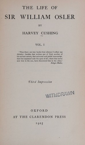 Cover for The life of Sir William Osler