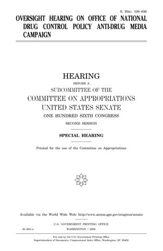 Cover for Oversight hearing on Office of National Drug Control Policy anti-drug media campaign