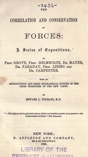 Cover for The correlation and conservation of forces