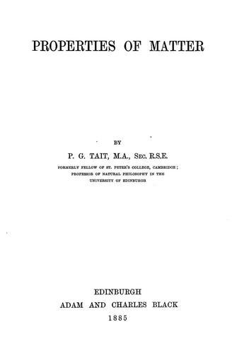 Cover for Properties of matter