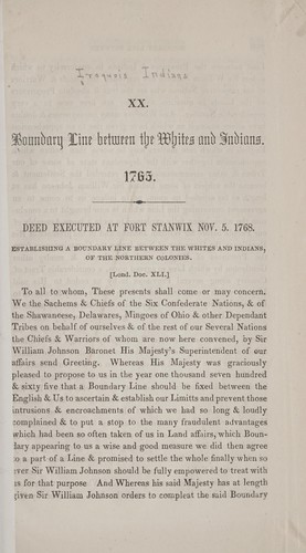 Cover for Boundary line between the whites and Indians