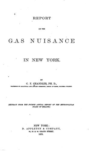 Cover for Report on the gas nuisance in New York.