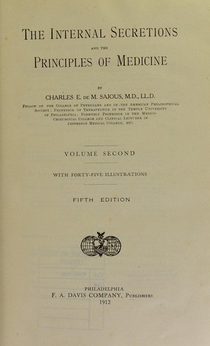 Cover for The internal secretions and the principles of medicine