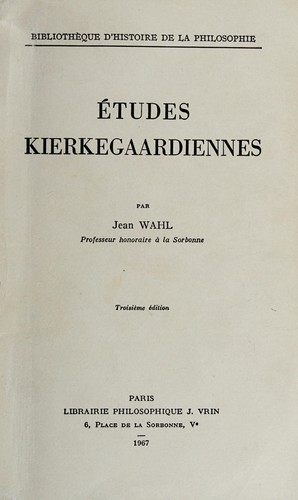 Cover for Études Kierkegaardiennes