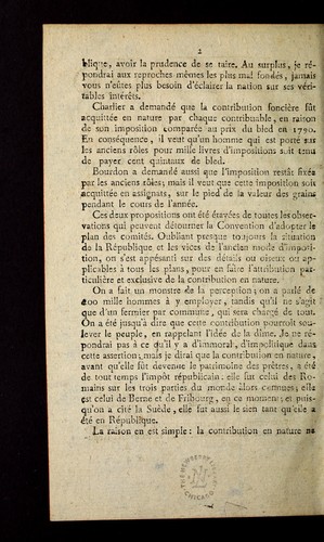Cover for Re futation des objections contre la contribution en nature