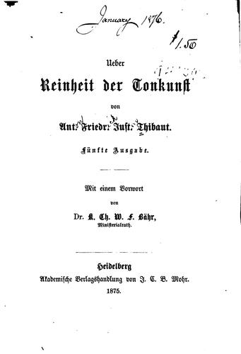 Cover for Ueber Reinheit der Tonkunst