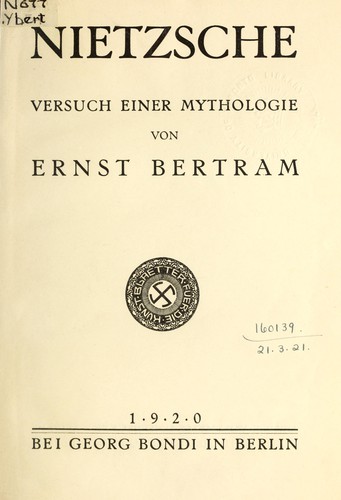 Cover for Nietzsche, Versuch einer Mythologie
