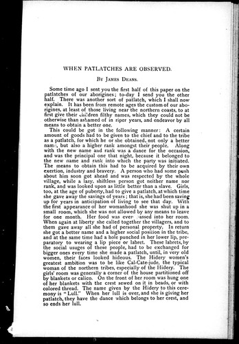 Cover for When patlatches [sic] are observed