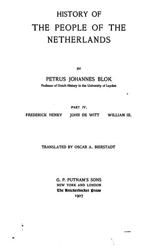 Cover for History of the People of the Netherlands