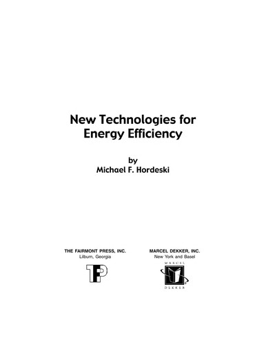Cover for New Technologies for Energy Efficiency