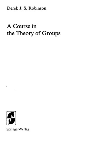 Cover for A course in the theory of groups