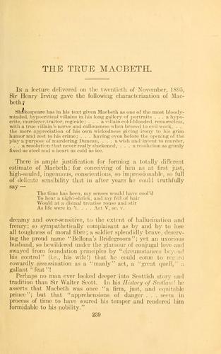 Cover for The true Macbeth