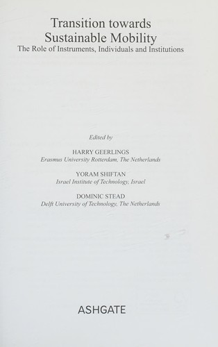 Cover for Transition towards sustainable mobility