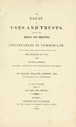 Cover for An essay on uses and trusts