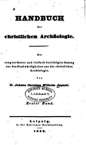 Cover for Handbuch der christlichen archäologie
