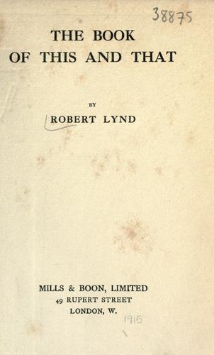 Cover for The book of this and that