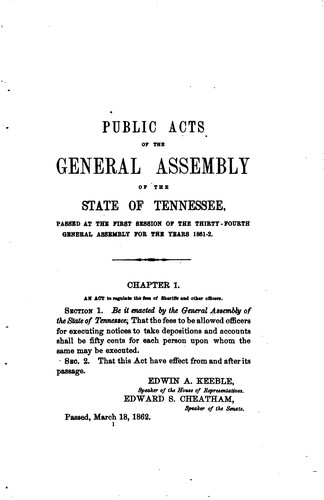 Cover for Public Acts of the State of Tennessee Passed at the General Assembly
