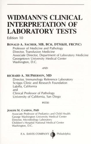 Cover for Widmann's clinical interpretation of laboratory tests.